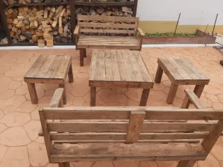 Conjunto Terraza Madera Palets Reciclada