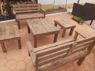 Conjunto Terraza Madera Palets Reciclada