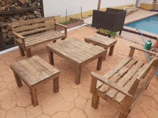 Conjunto Terraza Madera Palets Reciclada