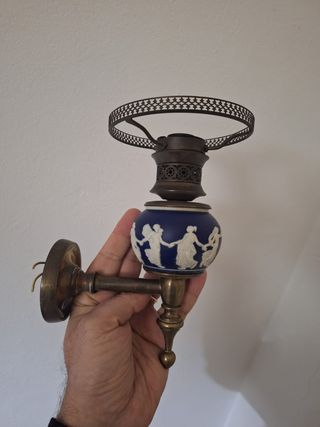 Coppia Lampade da Parete Ceramica Blu Bronzo