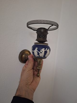 Coppia Lampade da Parete Ceramica Blu Bronzo