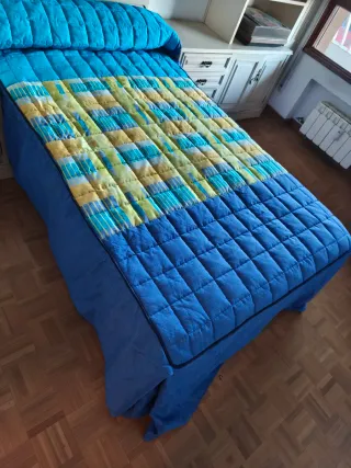 Edredón colcha Cama Reig Marti 105 Azul y Amarillo