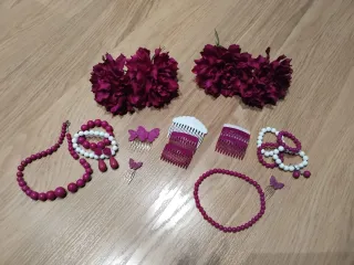 Trajes de Flamenca Buganbilla y Lunares Blancos