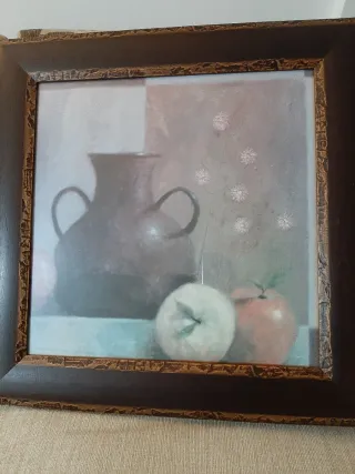 Cuadro decorativo con jarra y frutas