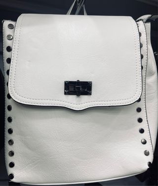 Zaino donna bianco con borchie