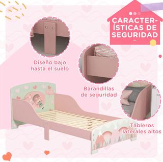 Cama infantil rosa con diseño de montañas