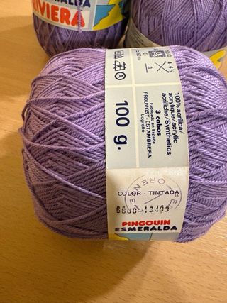 Lote 3 ovillos perlé lila