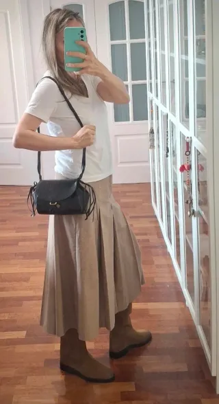 Falda Zara beige cuadros nueva