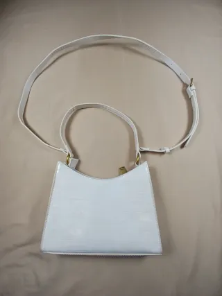 Bolso Parfois Blanco Efecto Cocodrilo Doble Asa