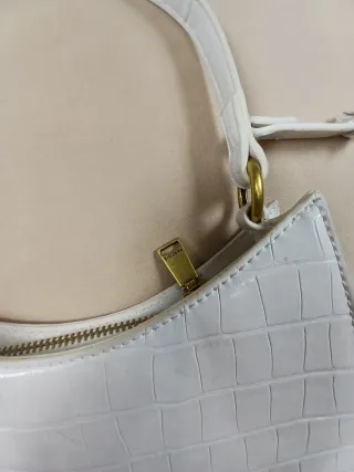 Bolso Parfois Blanco Efecto Cocodrilo Doble Asa