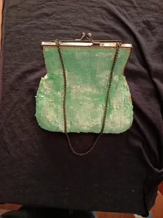 Bolso de noche lentejuelas verde y dorado