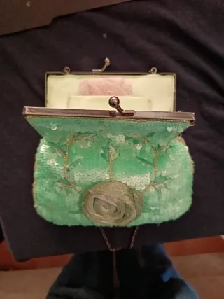 Bolso de noche lentejuelas verde y dorado