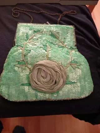 Bolso de noche lentejuelas verde y dorado