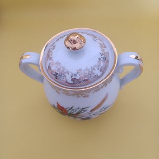 Azucarero de porcelana con flores