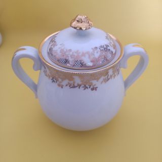 Azucarero de porcelana con flores