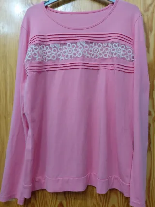 Camiseta rosa manga larga XL