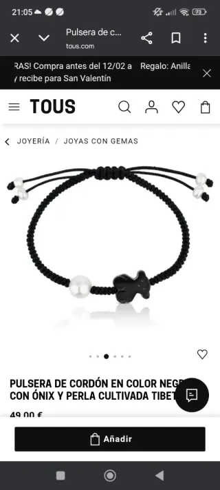 Pulsera Tous Perlas y Ónix Negra
