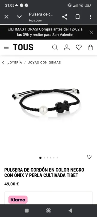 Pulsera Tous Perlas y Ónix Negra