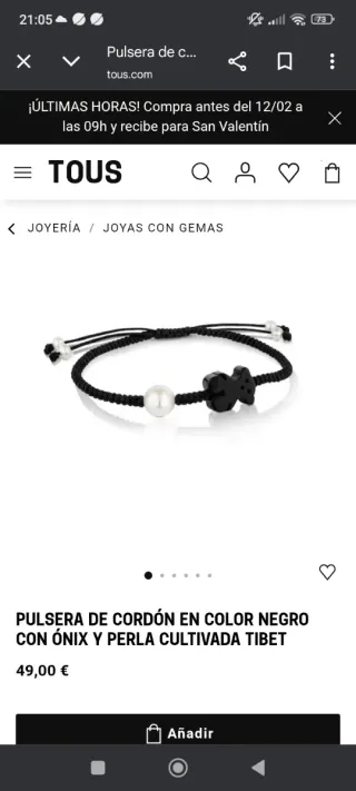 Pulsera Tous Perlas y Ónix Negra