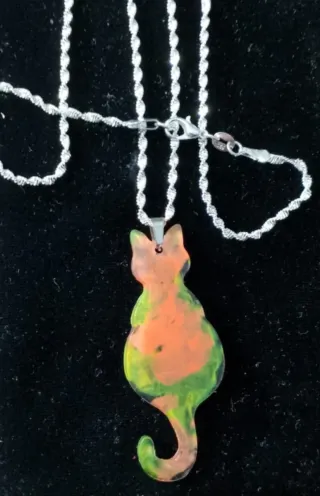 Collana Mod.Grumett Argento 925 Gatto Hippie +Box