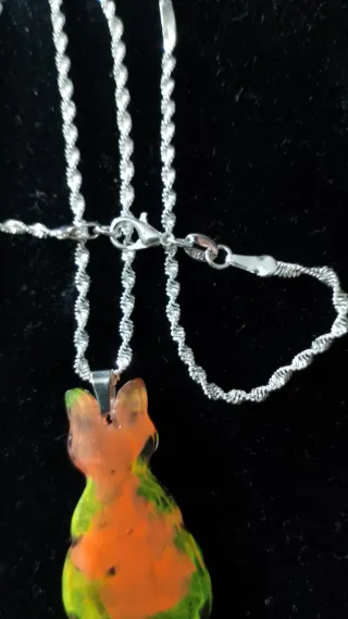 Collana Mod.Grumett Argento 925 Gatto Hippie +Box