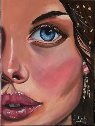 Acrílico Rostro Mujer Pintado a Mano