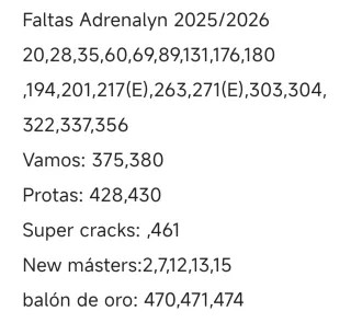Adrenalyn 2025/2026 Cromos