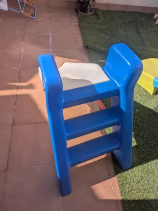 Tobogán infantil azul y amarillo