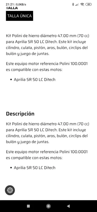 Kit Polini Aprilia SR 50