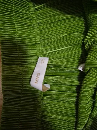 Pantalón Mango Wide Leg Verde Plisado