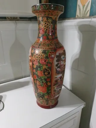 Jarrón chino cerámica multicolor