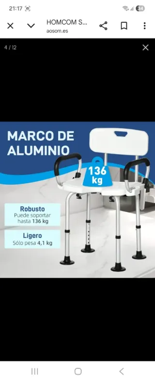 Silla de ducha para personas mayores