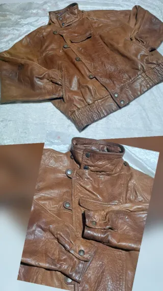 CAZADORA BOMBER CUERO VINTAGE RETRO