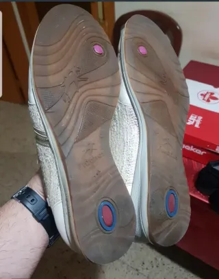 Zapatos Fluchos Mujer Talla 41 Plata/Blanco