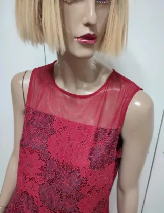 Abito Anna Field rosso pizzo tg M/42