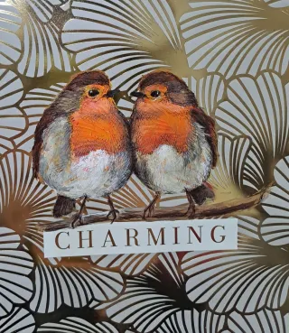 Dipinto originale pettirossi su sfondo dorato