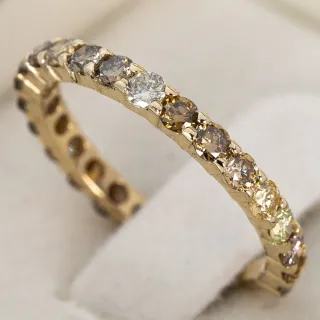Anillo Oro y Diamantes Naturales Marrones IGI