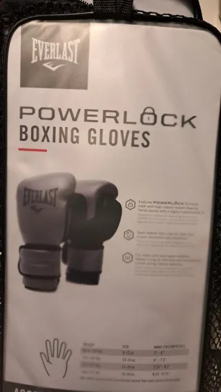 Guantes Boxeo Everlast Powerlock Gris 12oz Sin uso