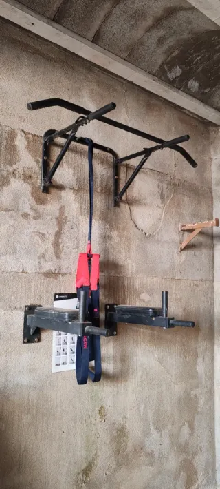 Barra dominadas, barra de fondos y TRX