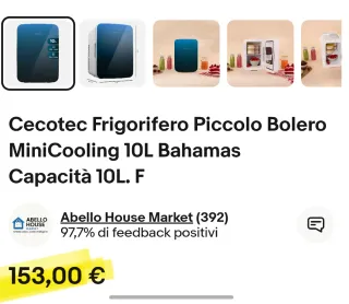 Cecotec Frigorifero Piccolo Bolero 10L BLU