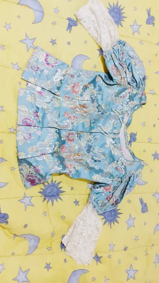 Traje de Fallera Azul y Dorado