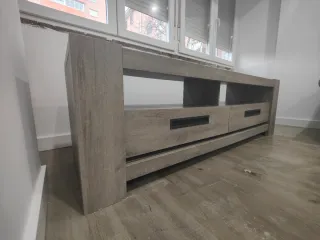 Mueble TV madera gris y marrón