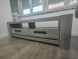 Mueble TV madera gris y marrón