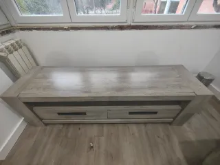 Mueble TV madera gris y marrón