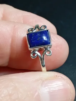 Anillo Plata Ley Lapizlazuli Rectangular