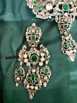 Aderezo Fallera Plata Espejuelos Verde