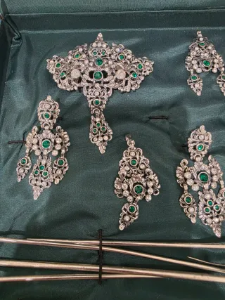 Aderezo Fallera Plata Espejuelos Verde