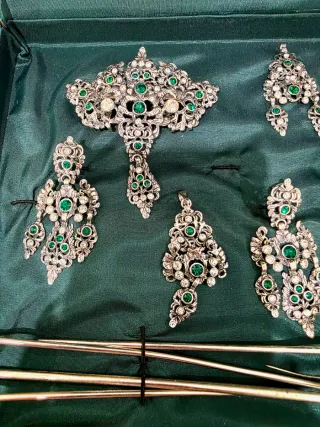 Aderezo Fallera Plata Espejuelos Verde