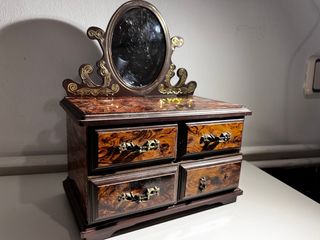 Joyero / caja musical Vintage con Espejo y Cajones