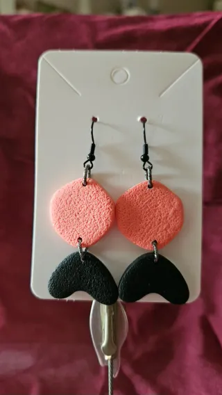 Pendientes originales coral y negro